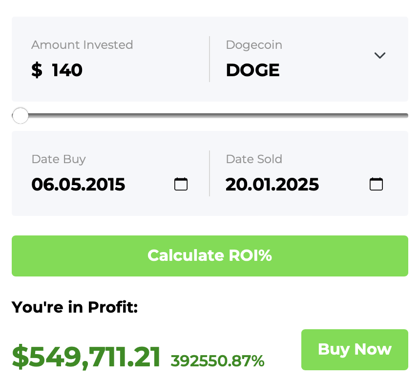 ماشین حساب DOGE ROI